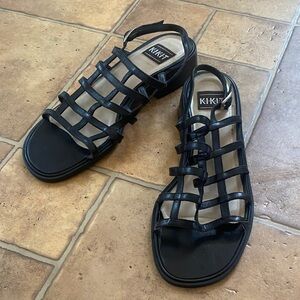 KI-KET Black Strappy Gladiator Sandals for Women